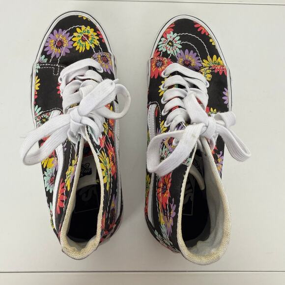 Vans Sk8-Hi Tapered Peace Floral Lace-Up Platform Black/Multi Sneakers M6 W7.5 - Picture 5 of 9